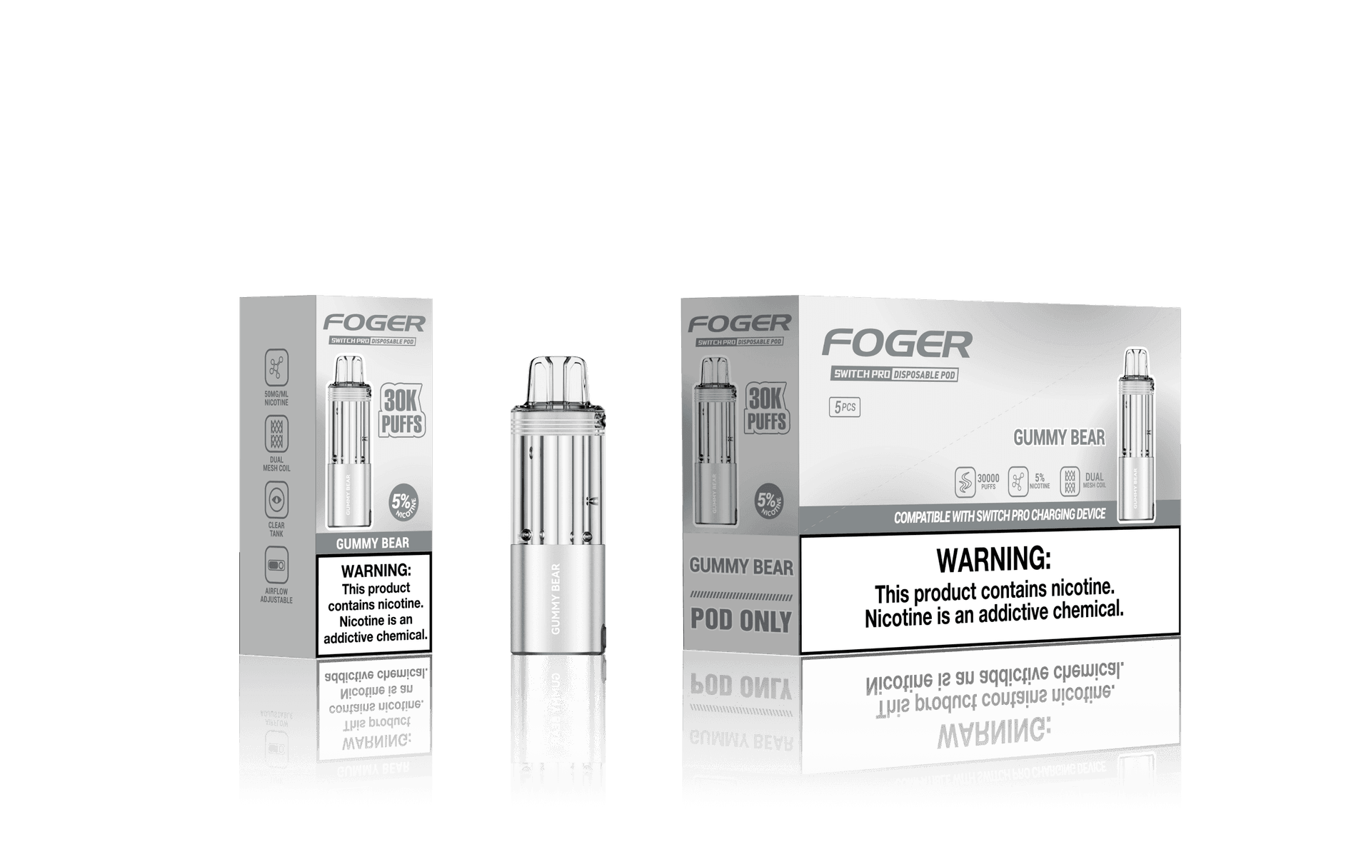 Foger Switch Pro 5% 30000 Puffs 19ml Pods 5ct Gummy Bear