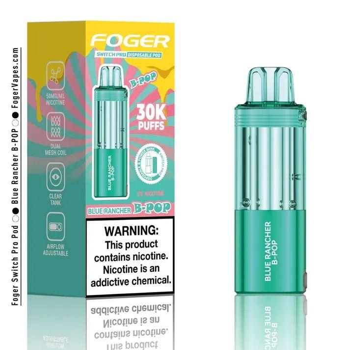 Foger Switch Pro 5% 30000 Puffs 19ml Pods 5ct Blue Rancher B-POP