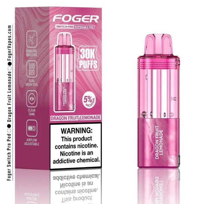 Foger Switch Pro 5% 30000 Puffs 19ml Pods 5ct Dragon Fruit Lemonade
