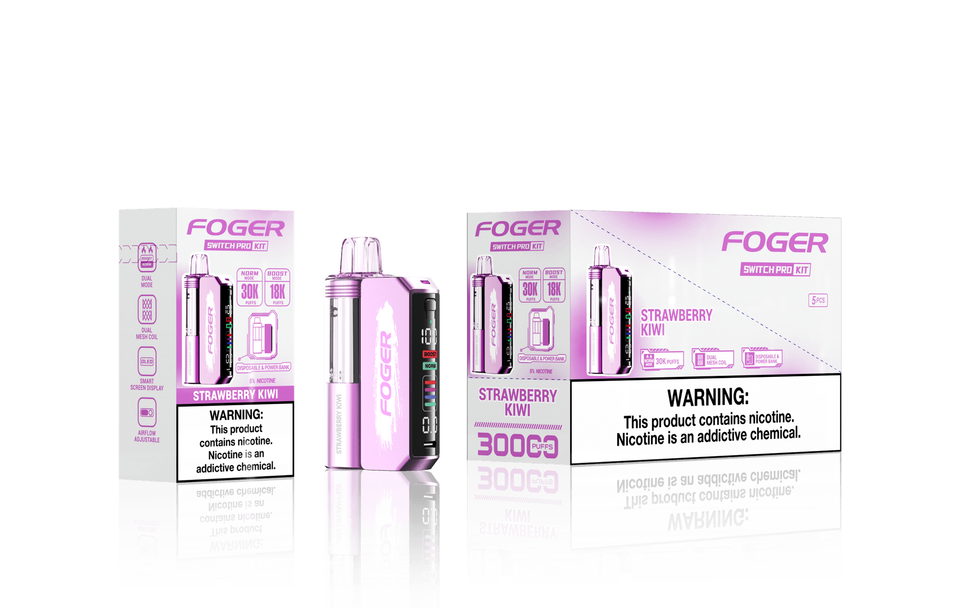 Foger Switch Pro Kit 5% 30000 Puffs 19ml 5ct Strawberry Kiwi