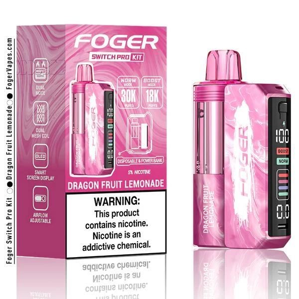 Foger Switch Pro Kit 5% 30000 Puffs 19ml 5ct Dragon Fruit Lemonade