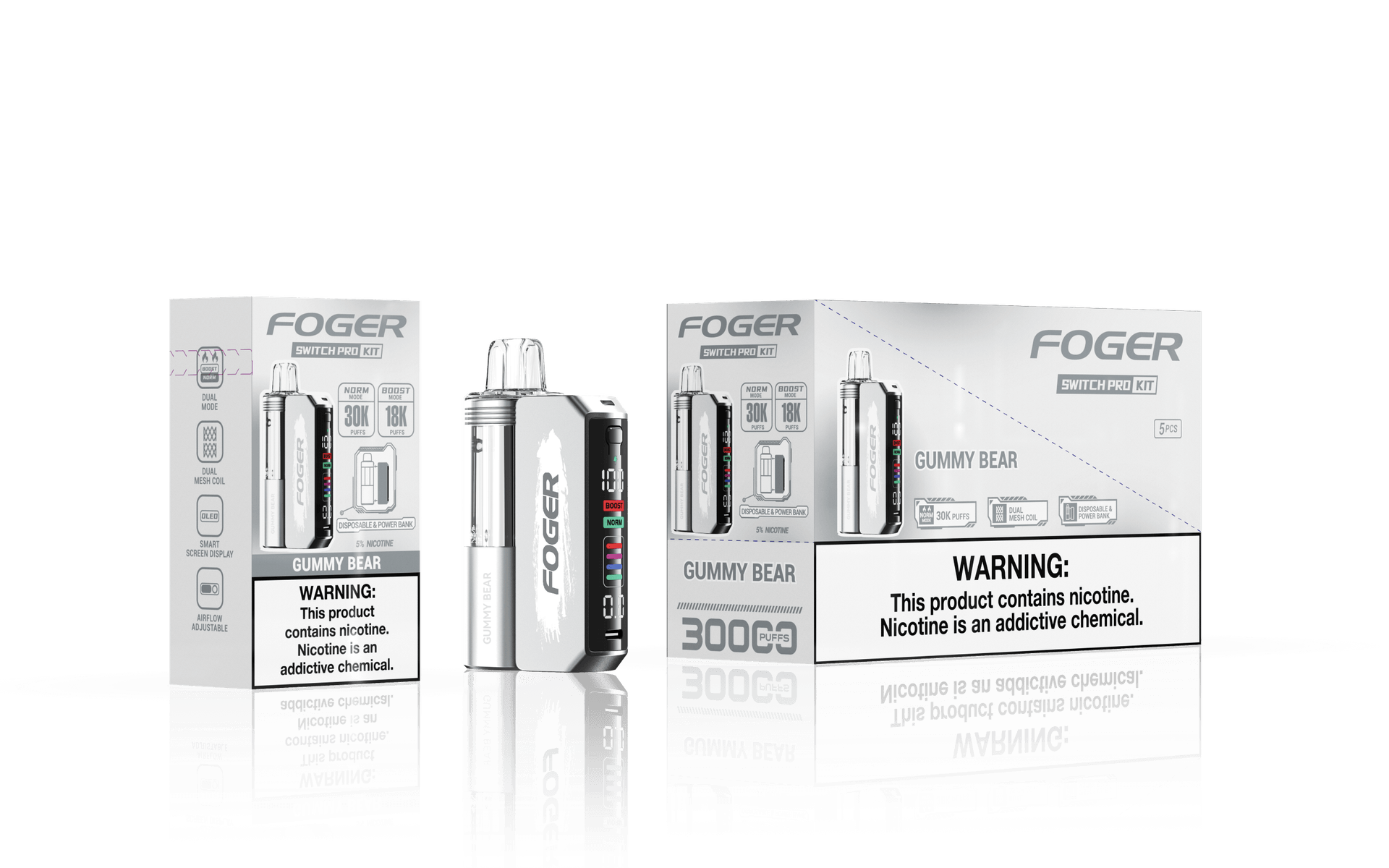 Foger Switch Pro Kit 5% 30000 Puffs 19ml 5ct Gummy Bear